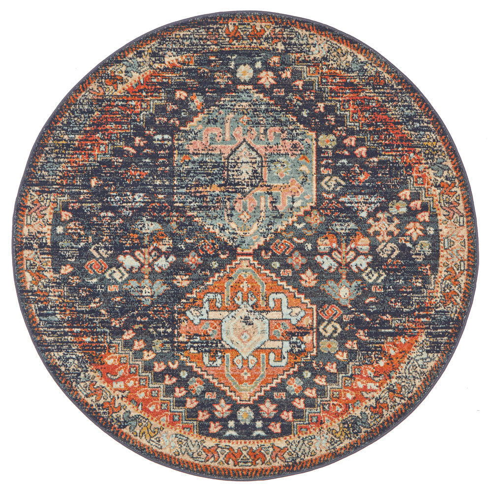 Legacy Tribal Navy Round Rug