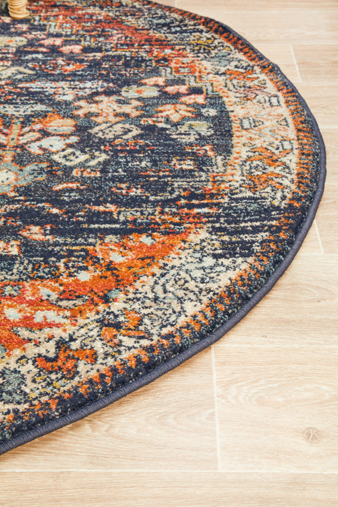 Legacy Tribal Navy Round Rug