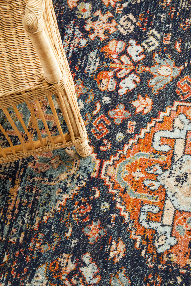 Legacy Tribal Navy Round Rug