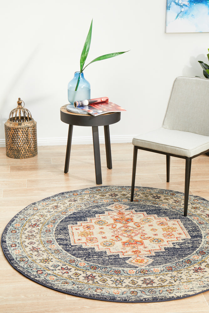 Legacy Tribal Medallion Ecru Round Rug