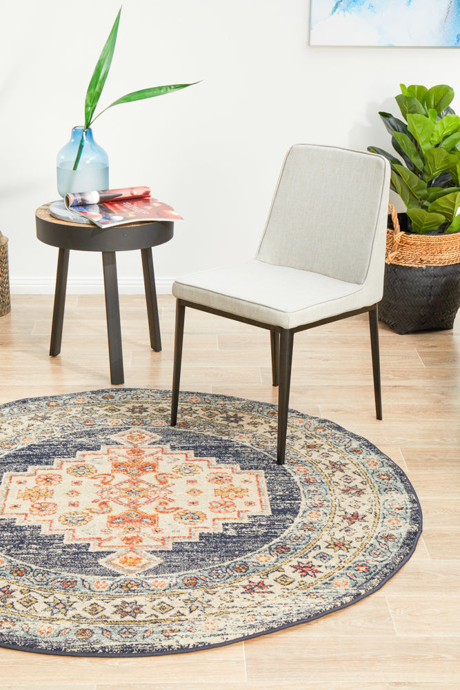 Legacy Tribal Medallion Ecru Round Rug