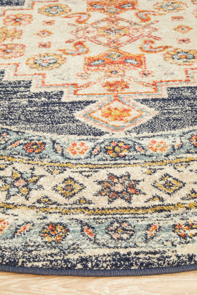 Legacy Tribal Medallion Ecru Round Rug