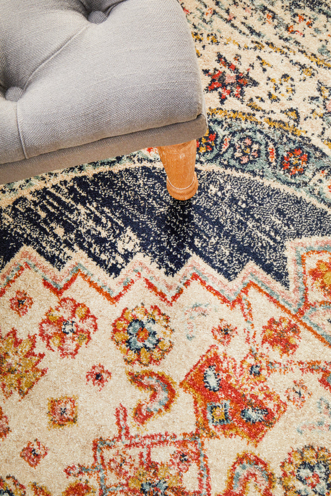 Legacy Tribal Medallion Ecru Round Rug