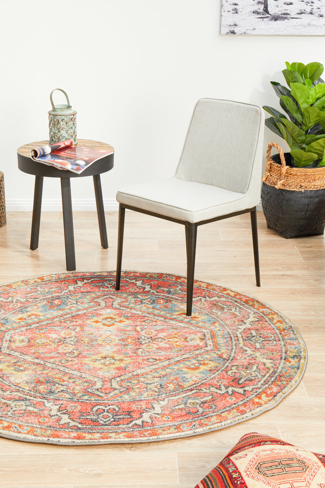 Legacy Tribal Emblem Crimson Round Rug