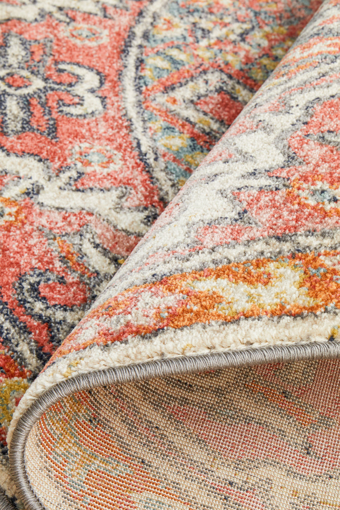 Legacy Tribal Emblem Crimson Round Rug