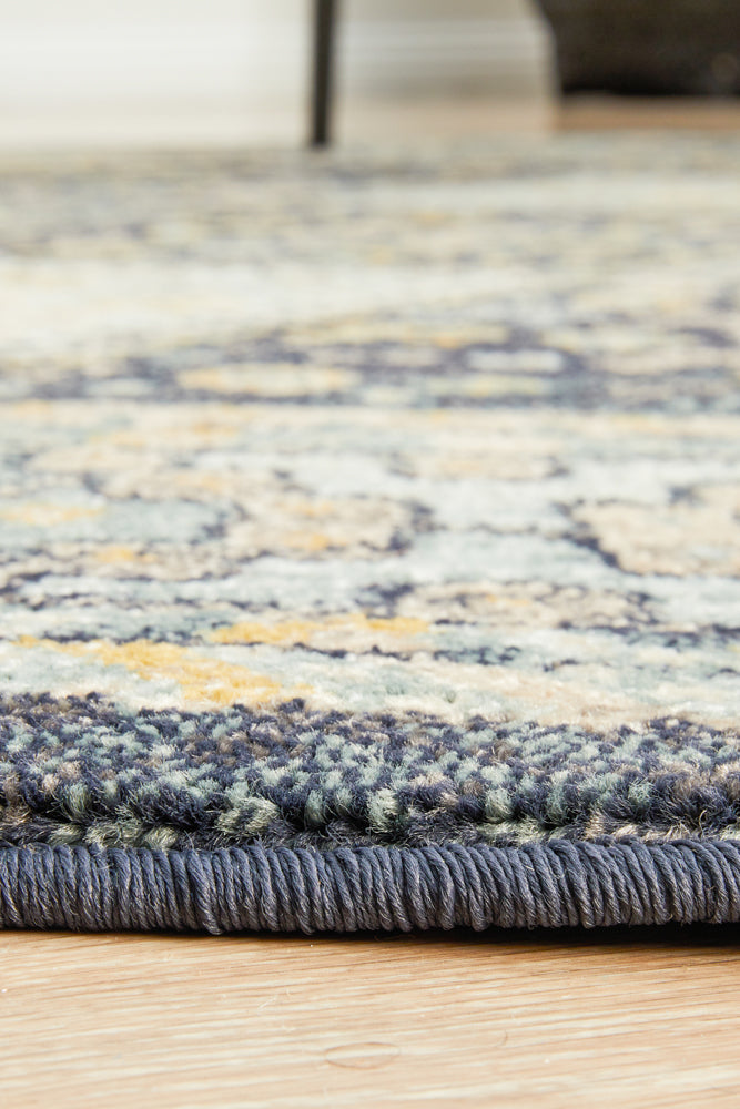 Legacy Lattice Tribal Navy Round Rug