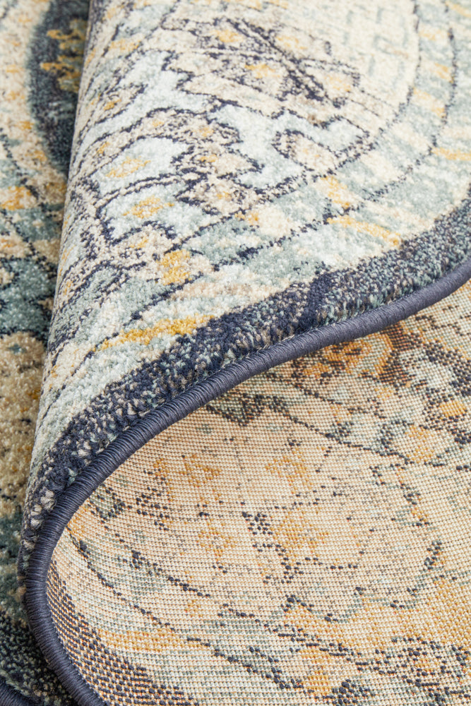 Legacy Lattice Tribal Navy Round Rug