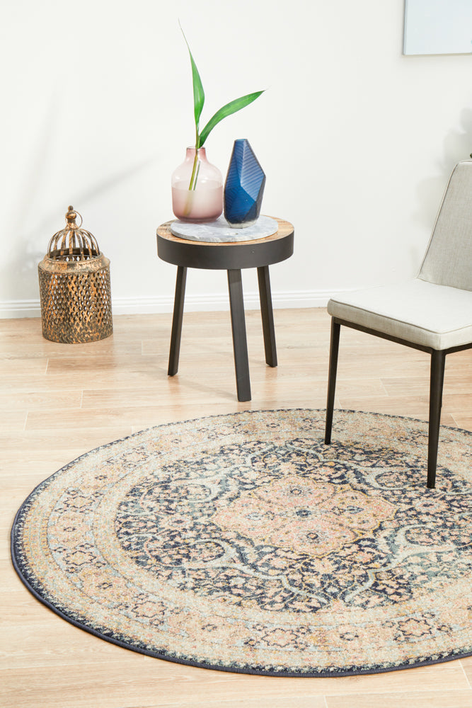 Legacy Floral Midnight Round Rug
