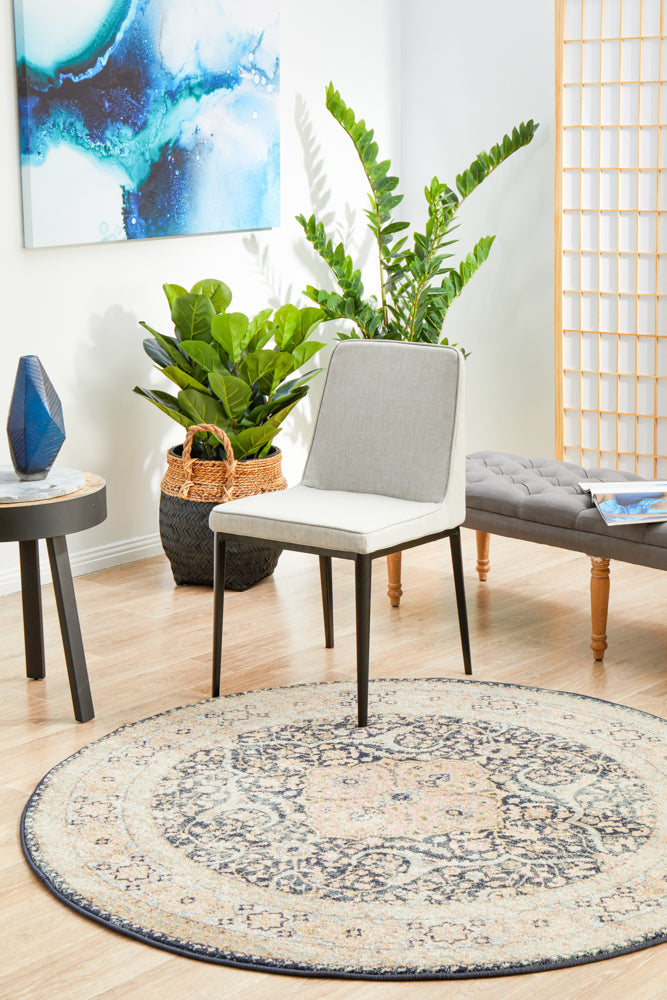 Legacy Floral Midnight Round Rug