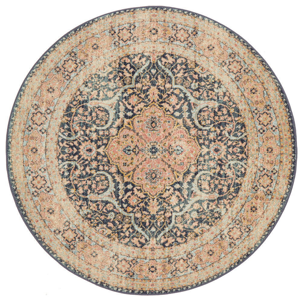 Legacy Floral Midnight Round Rug