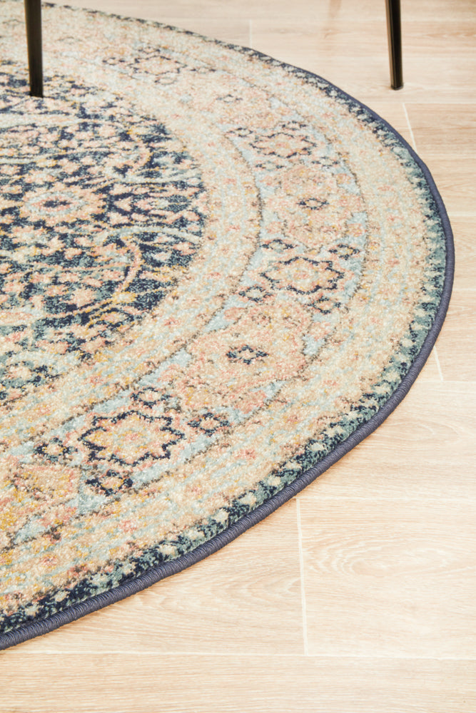 Legacy Floral Midnight Round Rug