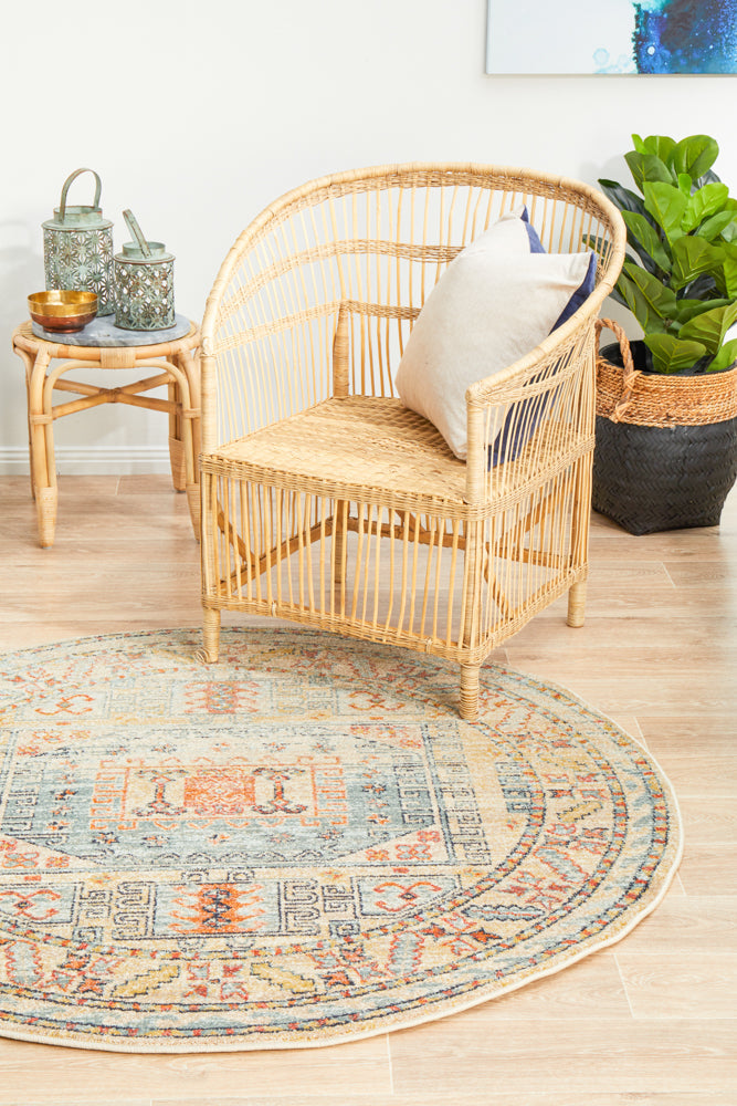 Legacy Tribal Sky Blue Round Rug
