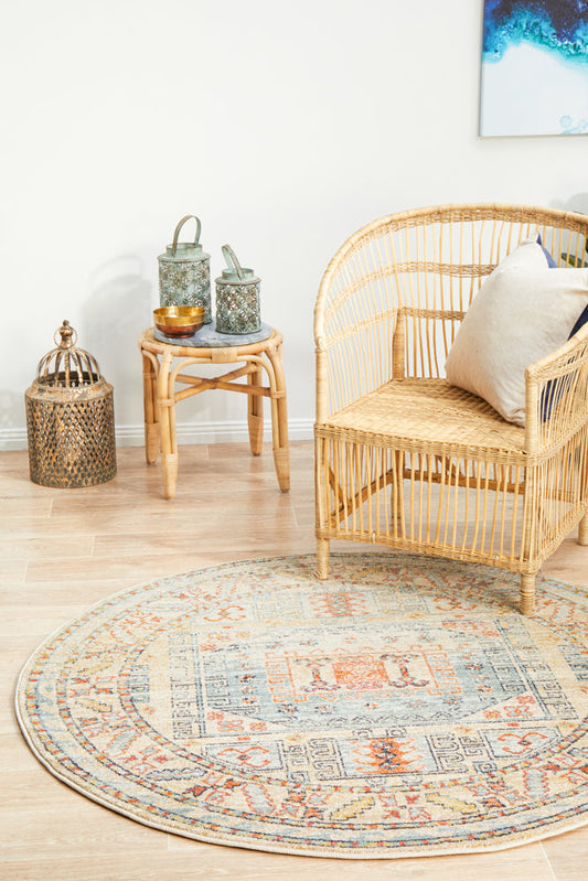 Legacy Tribal Sky Blue Round Rug