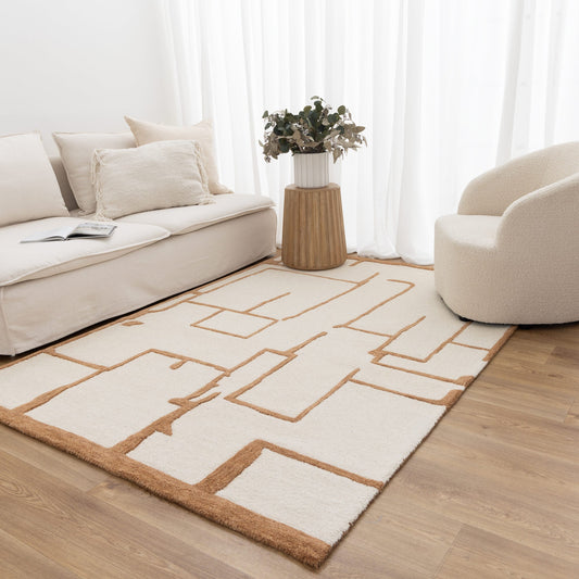 Les Nomades Lines Rust Wool Rug