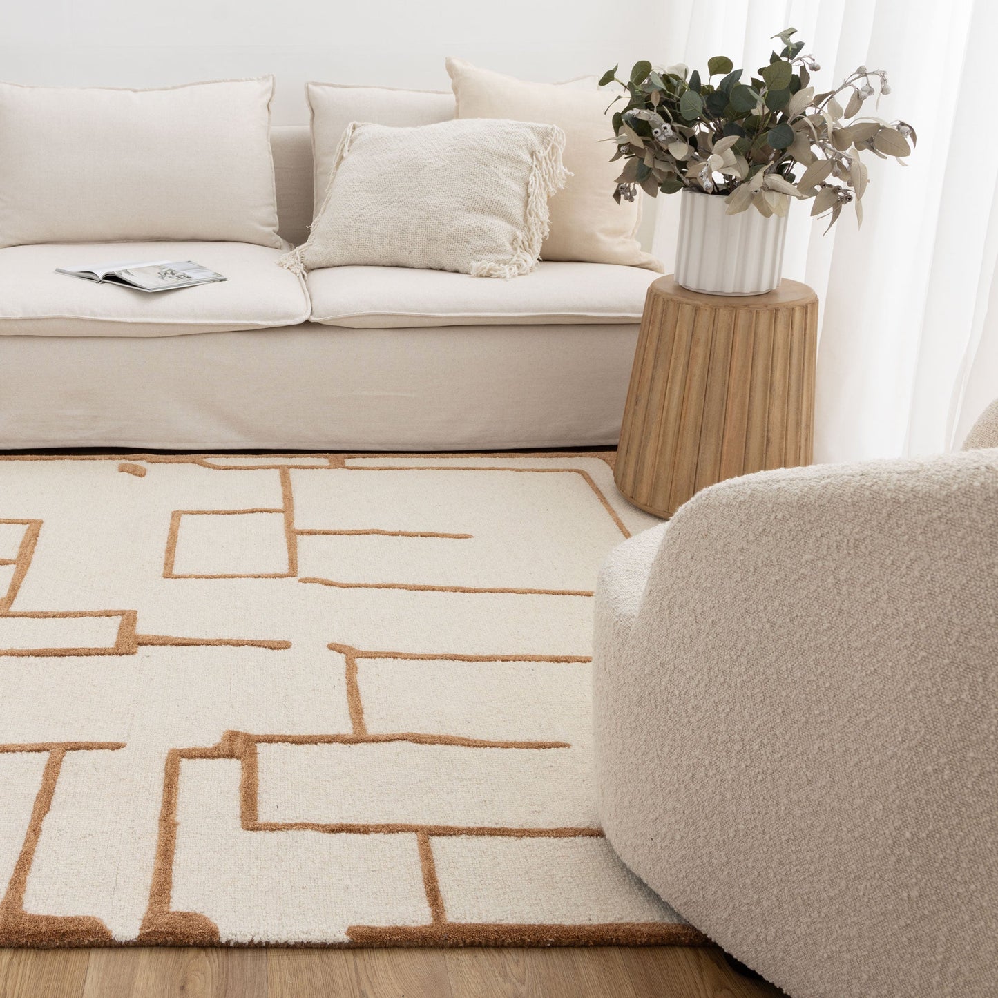 Les Nomades Lines Rust Wool Rug