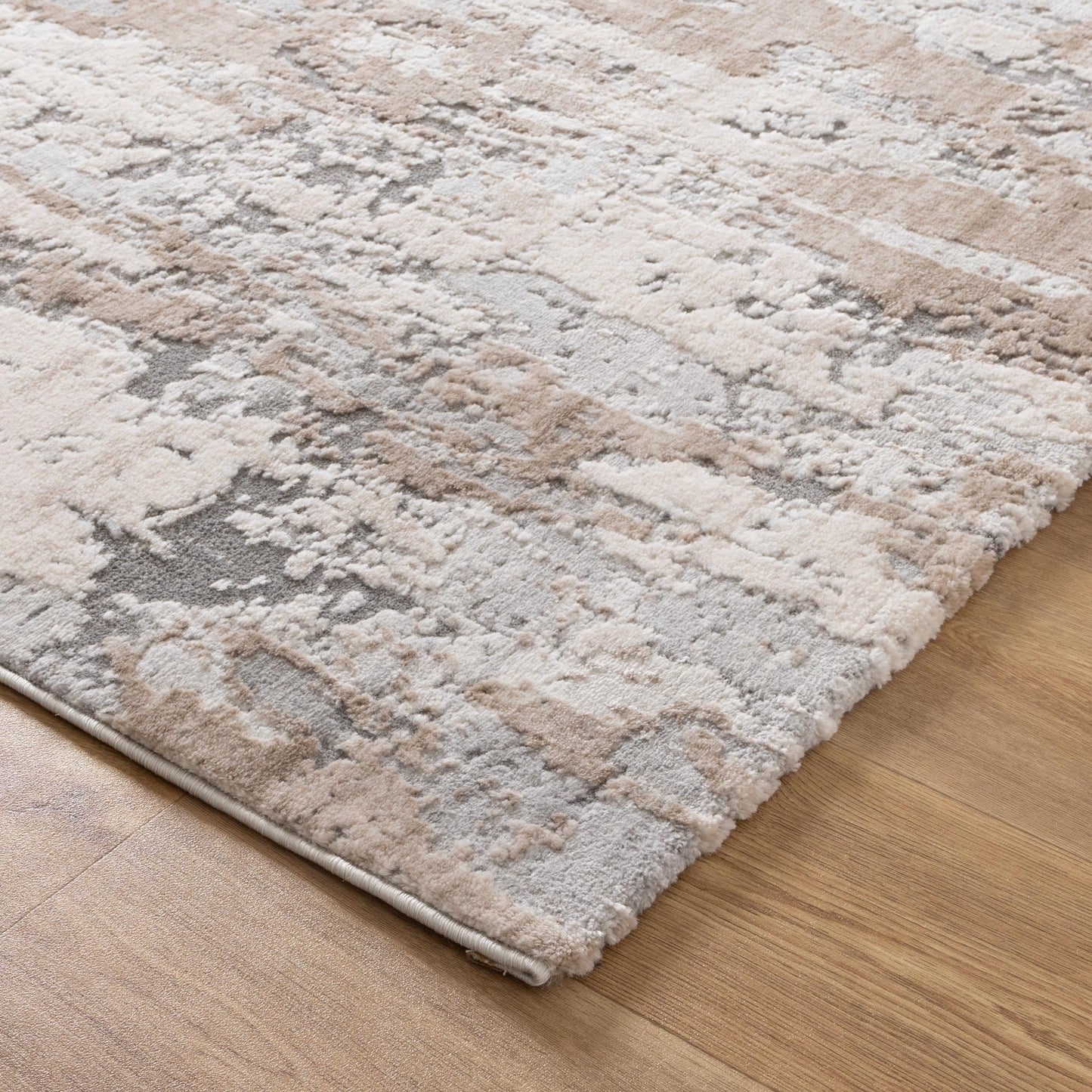 Maya Watercolour Abstract Grey and Beige Rug