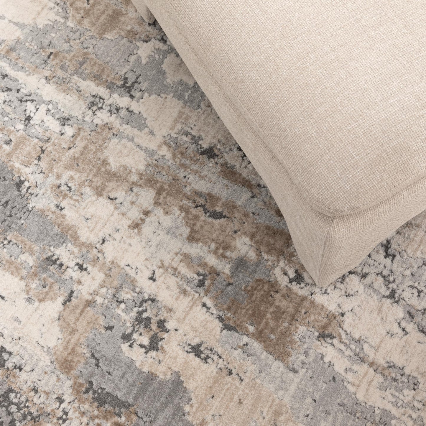 Maya Watercolour Abstract Grey and Beige Rug