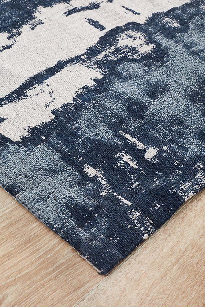 Magnolia Abstract Contemporary Denim Runner Rug