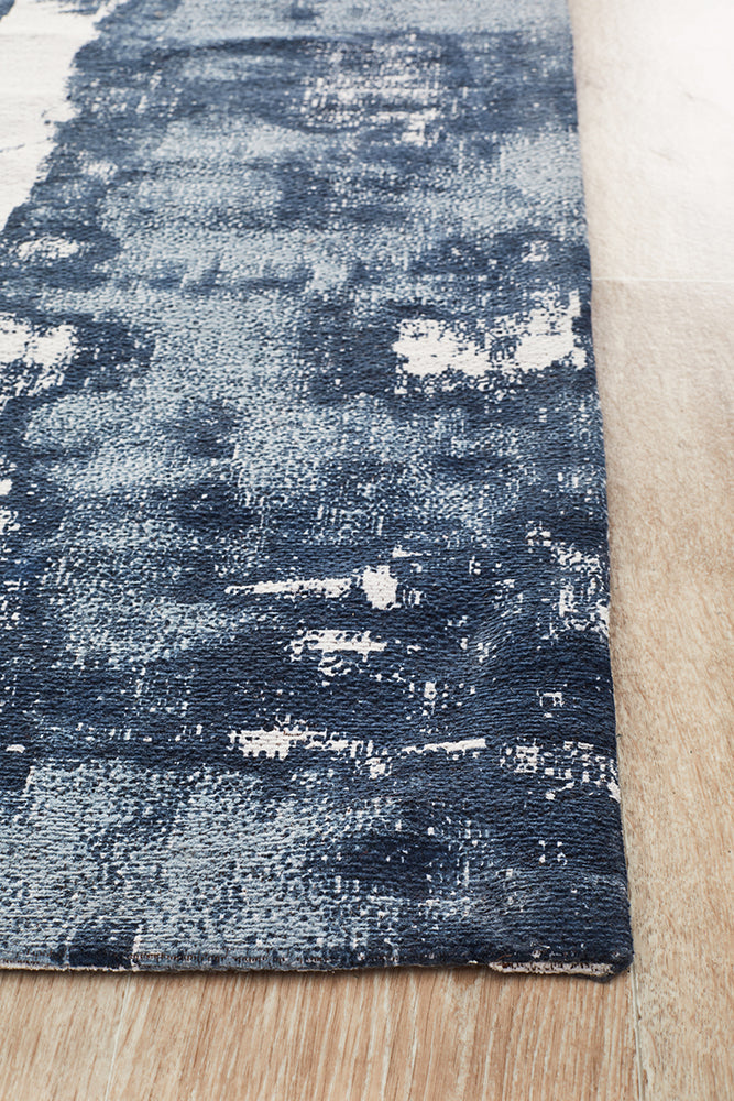 Magnolia Abstract Contemporary Denim Runner Rug