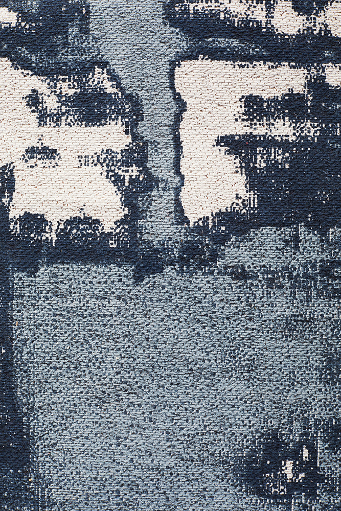 Magnolia Abstract Contemporary Denim Runner Rug