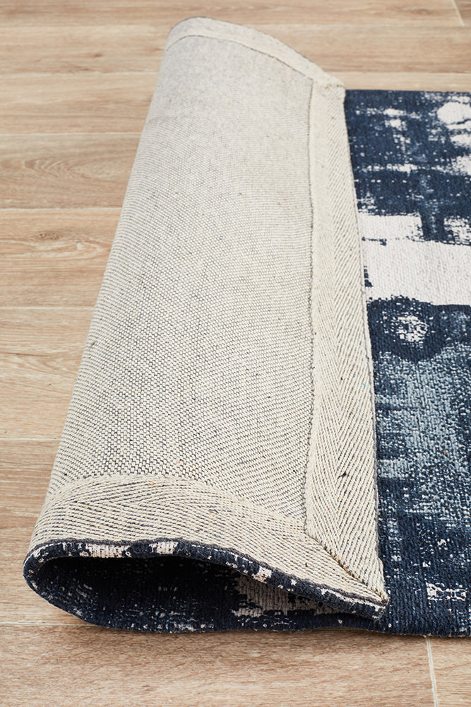 Magnolia Abstract Contemporary Denim Runner Rug