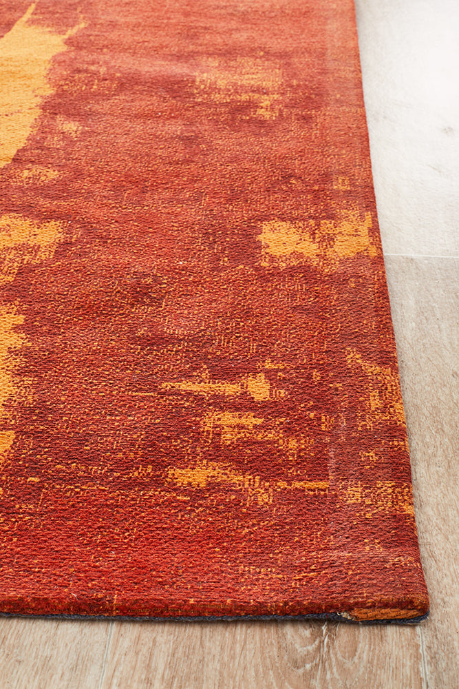 Magnolia Abstract Contemporary Paprika Runner Rug