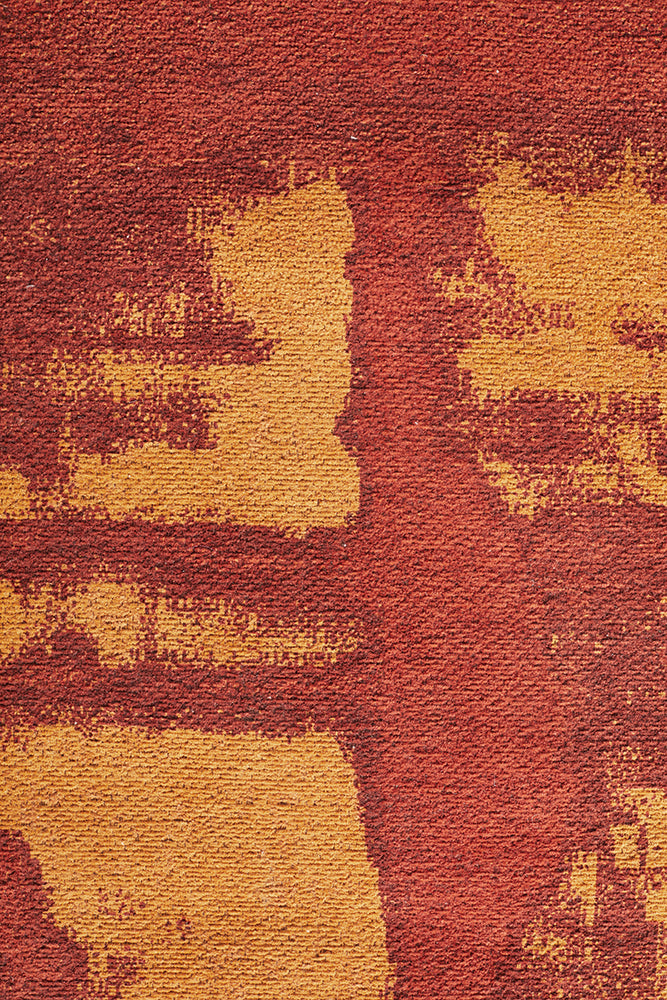 Magnolia Abstract Contemporary Paprika Runner Rug
