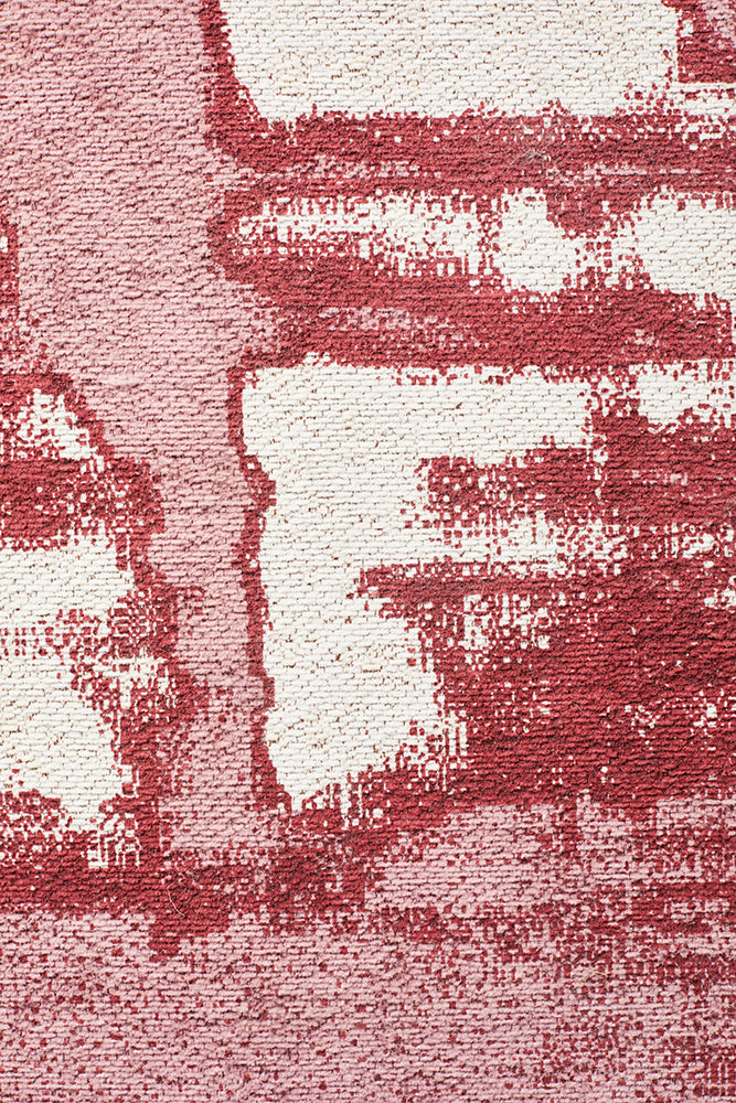 Magnolia Abstract Contemporary Rose Runner Rug