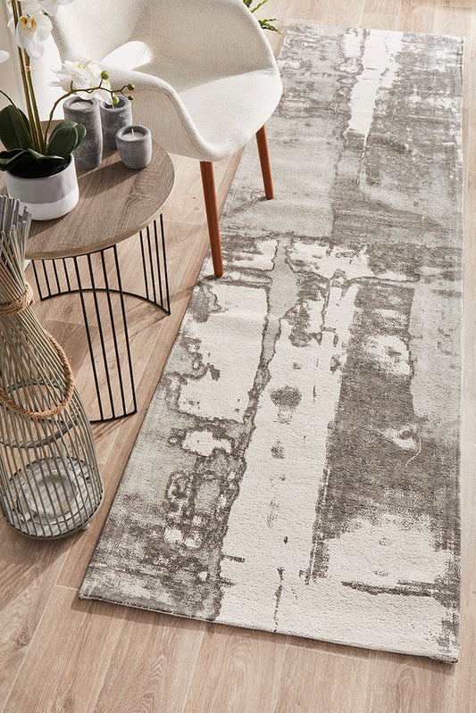 Magnolia Abstract Contemporary Silver Runner Rug