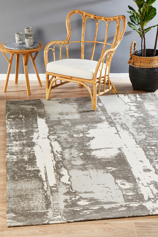 Magnolia Abstract Contemporary Silver Rug