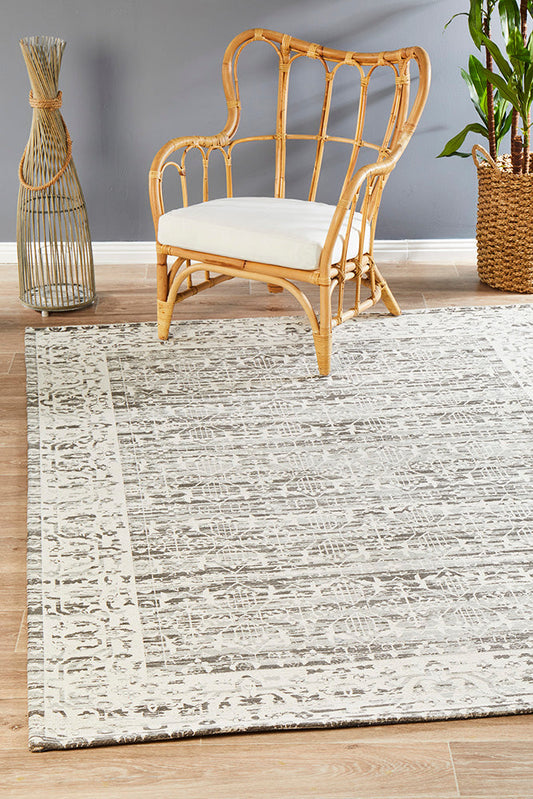 Magnolia Border Silver Rug
