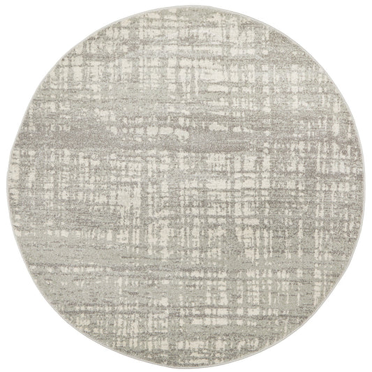 Mirage Ashley Abstract Modern Silver Grey Round Rug