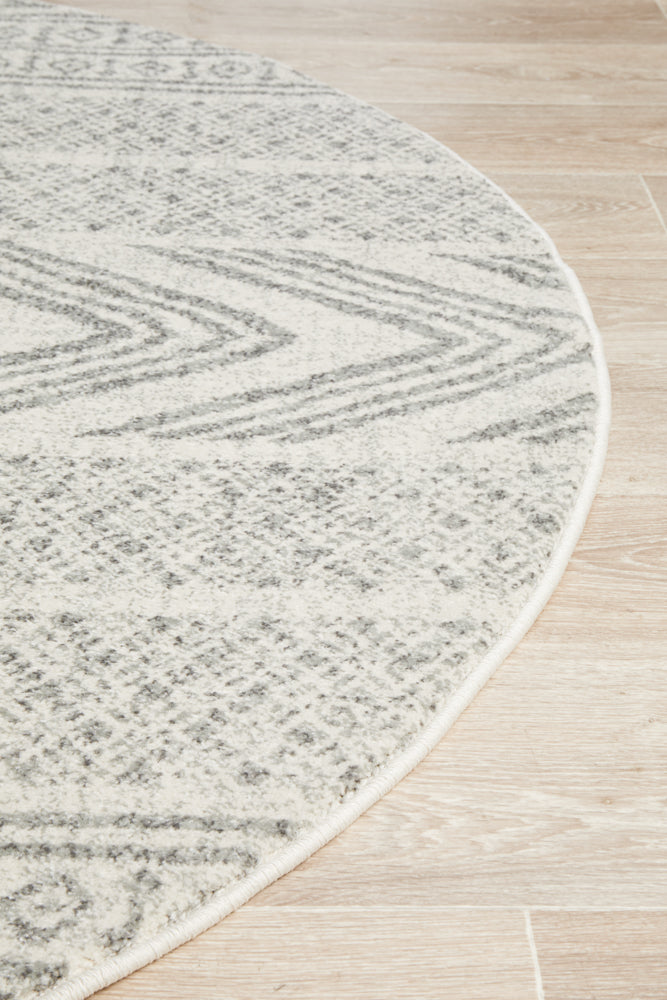 Mirage Adani Modern Tribal Design Grey Round Rug