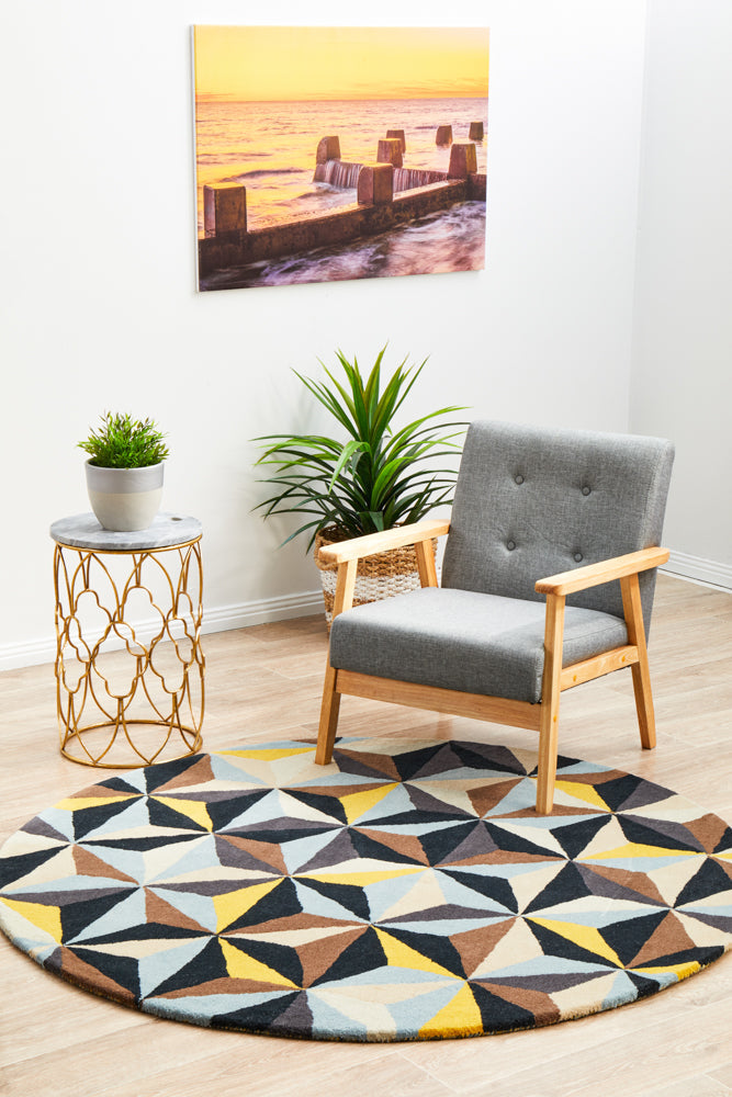 Matrix Pure Wool Blue Round Rug
