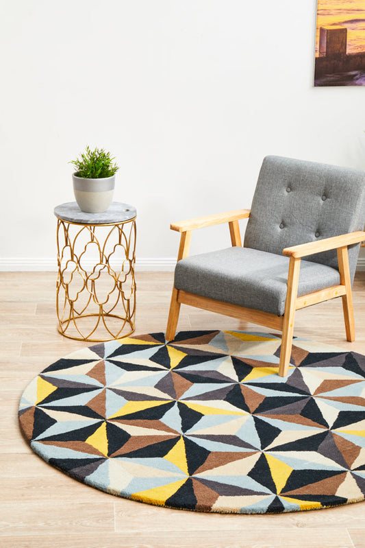 Matrix Pure Wool Blue Round Rug