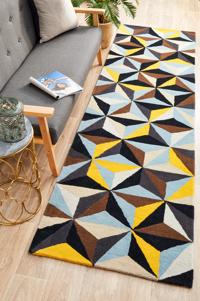 Matrix Pure Wool Blue Runner Rug