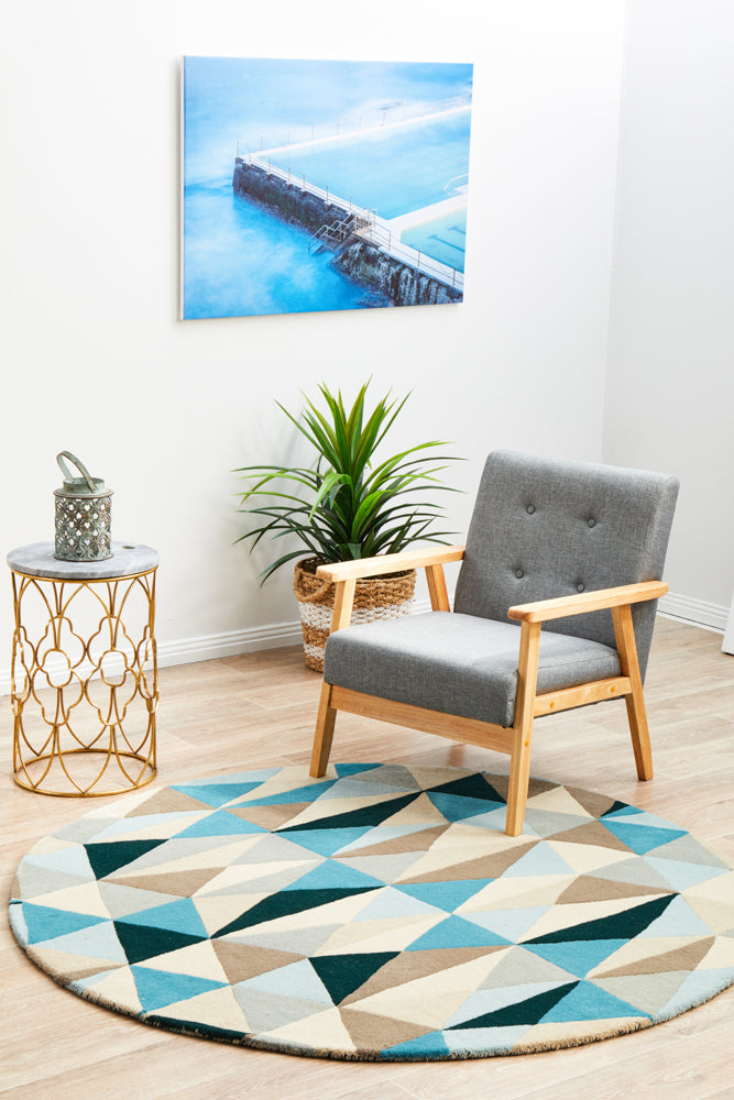 Matrix Pure Wool Turquoise Round Rug