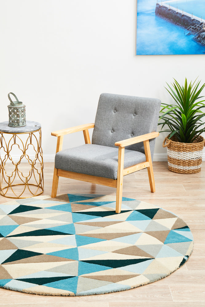 Matrix Pure Wool Turquoise Round Rug