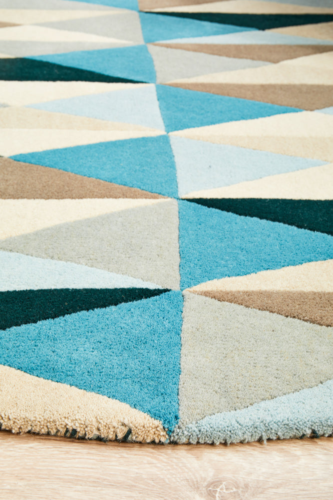 Matrix Pure Wool Turquoise Round Rug
