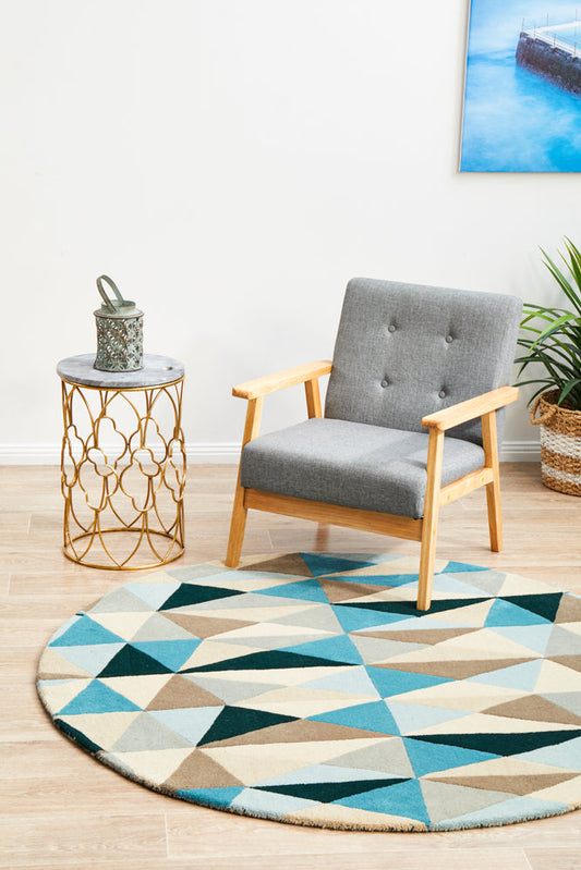 Matrix Pure Wool Turquoise Round Rug