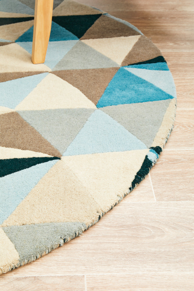 Matrix Pure Wool Turquoise Round Rug