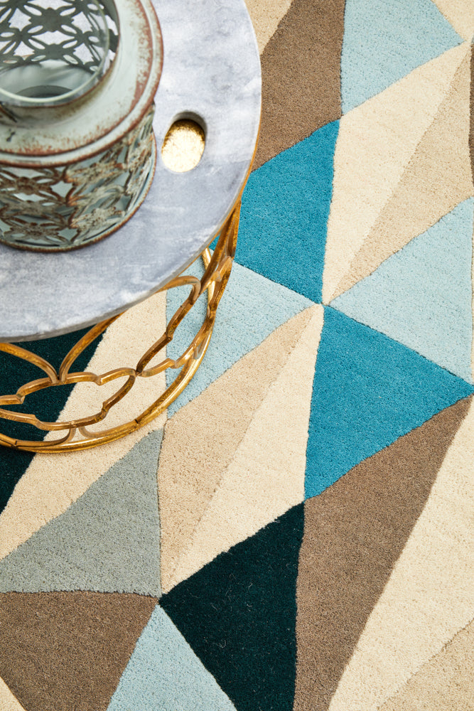 Matrix Pure Wool Turquoise Round Rug