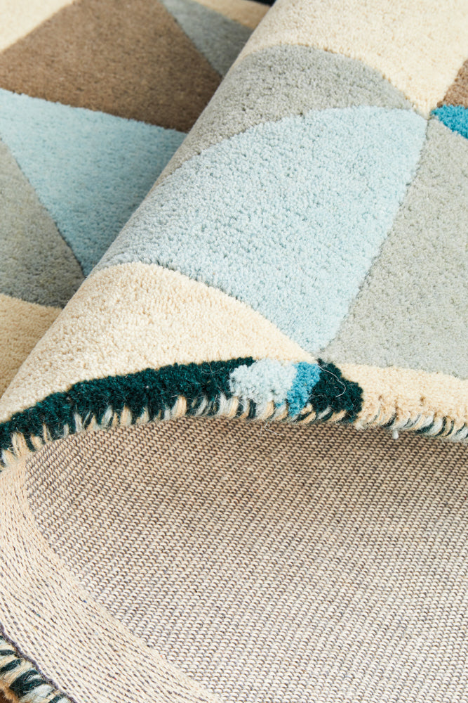 Matrix Pure Wool Turquoise Round Rug