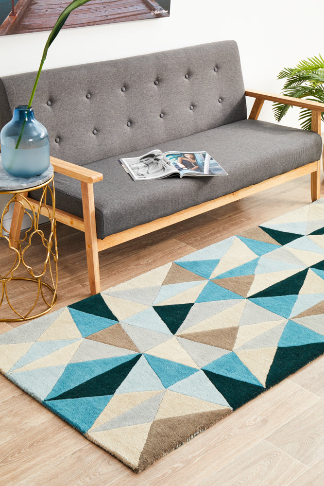 Matrix Pure Wool Turquoise Runner Rug