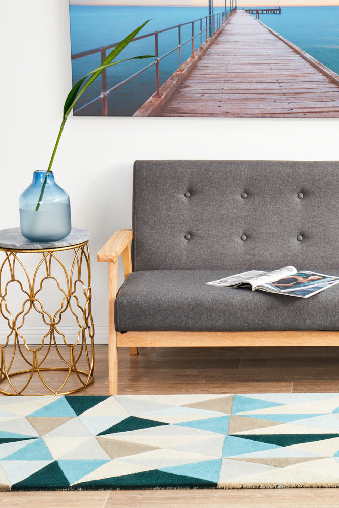 Matrix Pure Wool Turquoise Runner Rug