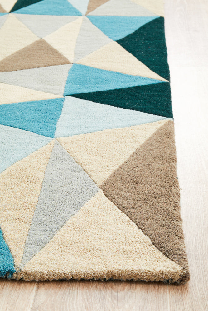 Matrix Pure Wool Turquoise Runner Rug
