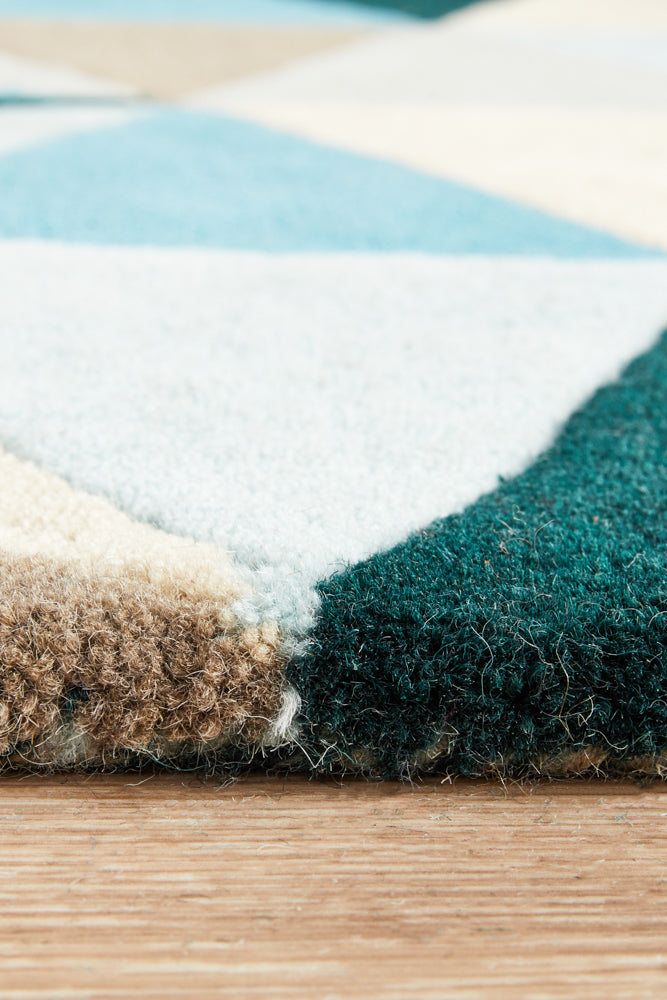 Matrix Pure Wool Turquoise Runner Rug