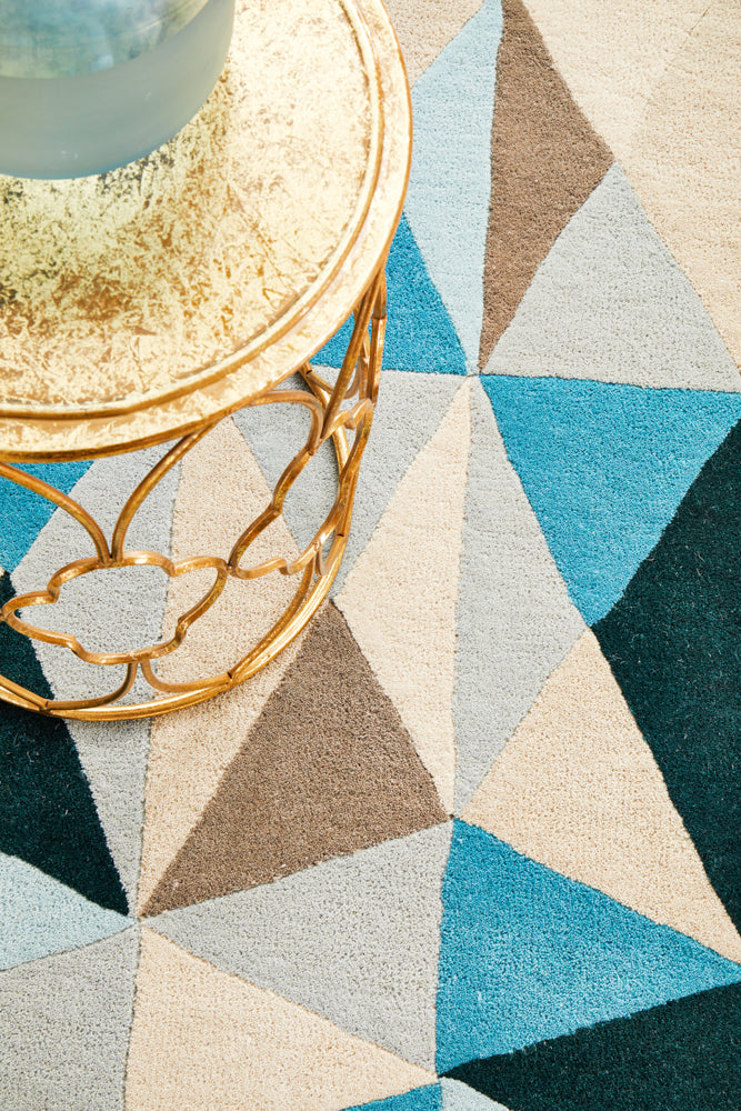 Matrix Pure Wool Turquoise Runner Rug