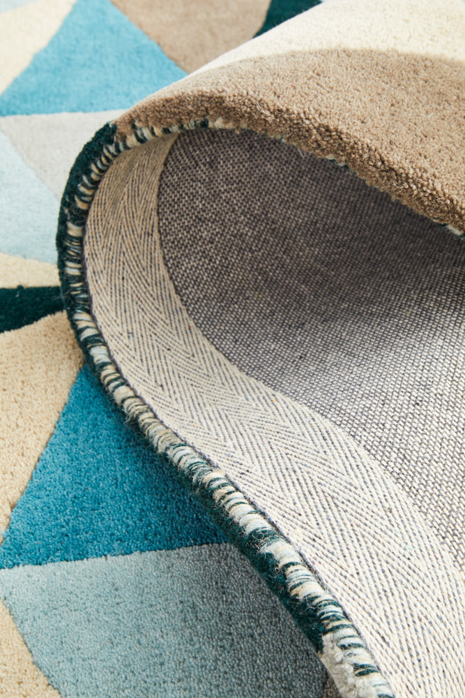 Matrix Pure Wool Turquoise Runner Rug