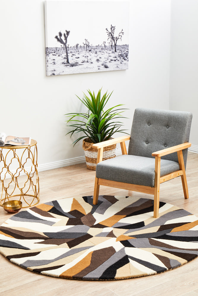 Matrix Pure Wool Fossil Round Rug